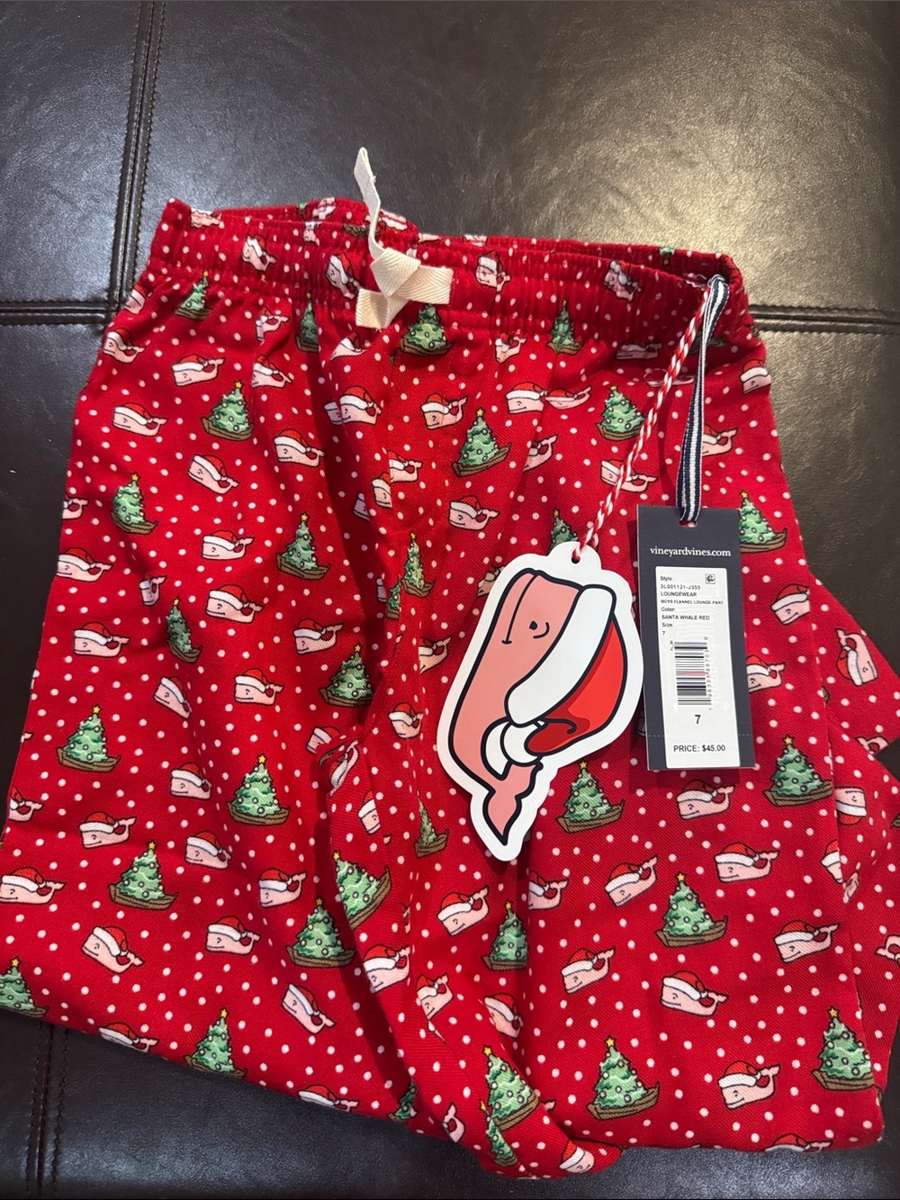 Vineyard Vines Kids' Red Holiday Pajama Bottoms sz 7